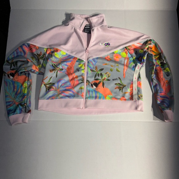 Nike Multicolor women crop Floral zip up Jacket size Large - Picture 6 of 10